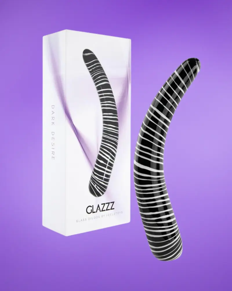 FEELZTOYS GLAZZ GLASS DILDO DARK DESIRE Feelztoys Glazz Dark Desire - Íves üveg dildó - Image 1