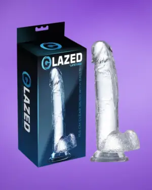 Glazed - Áttetsző dildó herékkel (15,5cm)