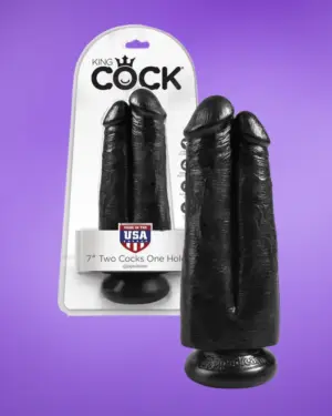 King Cock One Hole 7"- Dupla realisztikus dildó (fekete)