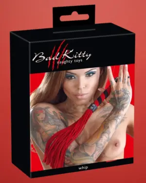 Bad Kitty - Velúrbőr korbács (vörös)