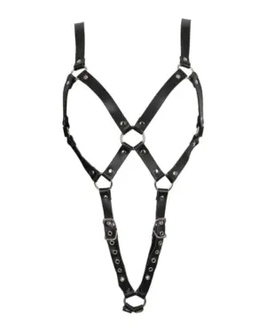 Zado - Fém gyűrűs bőr body, pántokból (fekete) - Image 3