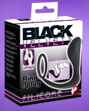 Black Velvet - Análujj péniszgyűrűvel (fekete)