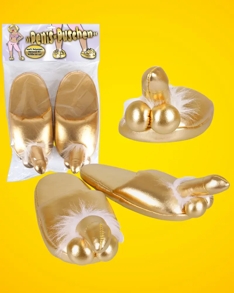 Arany színű papucs - péniszes