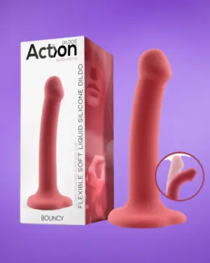 Action Bouncy - Szilikon dildó (bordó) M