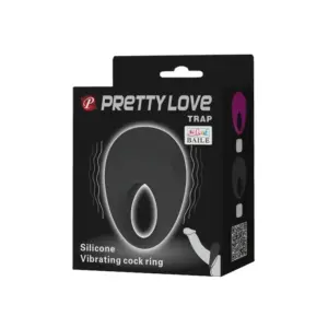 Pretty Love Trap - Rezgős péniszgyűrű (fekete) - Image 5