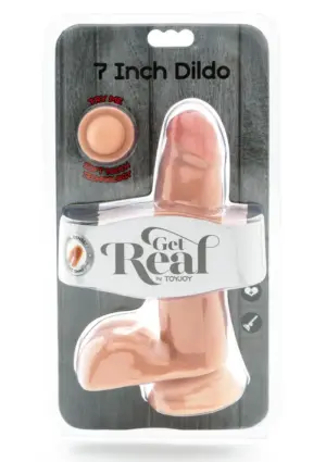 Get Real Dual Density Dildo 7" - Élethű dildó herékkel (17,8cm) - Image 2