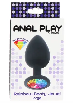 Anal Play Rainbow - Fekete szilikon análdugó multicolor kővel L - Image 2