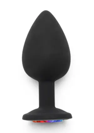 Anal Play Rainbow - Fekete szilikon análdugó multicolor kővel L - Image 3