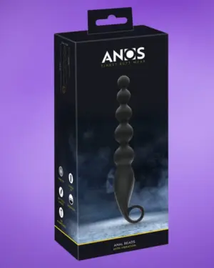 Anos Anal Beads - Anál gyöngysor vibrációval (fekete)