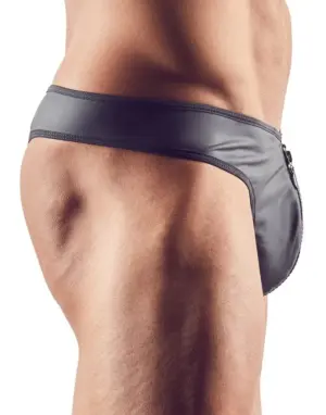 Svenjoyment - Fényes férfi tanga strasszos cipzárral (fekete) - Image 3