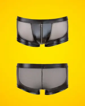 Svenjoyment - Fényes necc boxer, dekoratív cipzárral