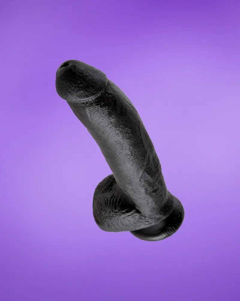 King Cock 9 - Nagy tapadótalpas, herés dildó (23cm) - fekete