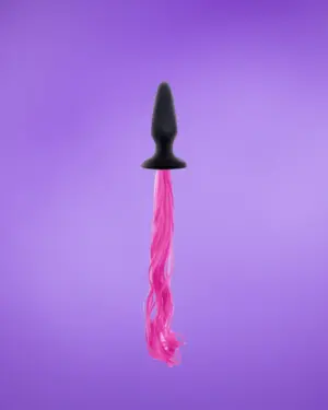 Unicorn Tails - Análplug lófarokkal (fekete-pink)