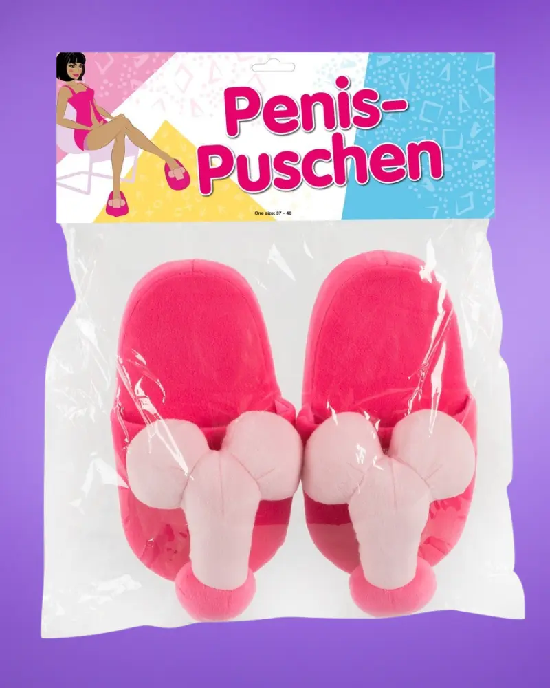 Plüss papucs rózsaszín - péniszformájú