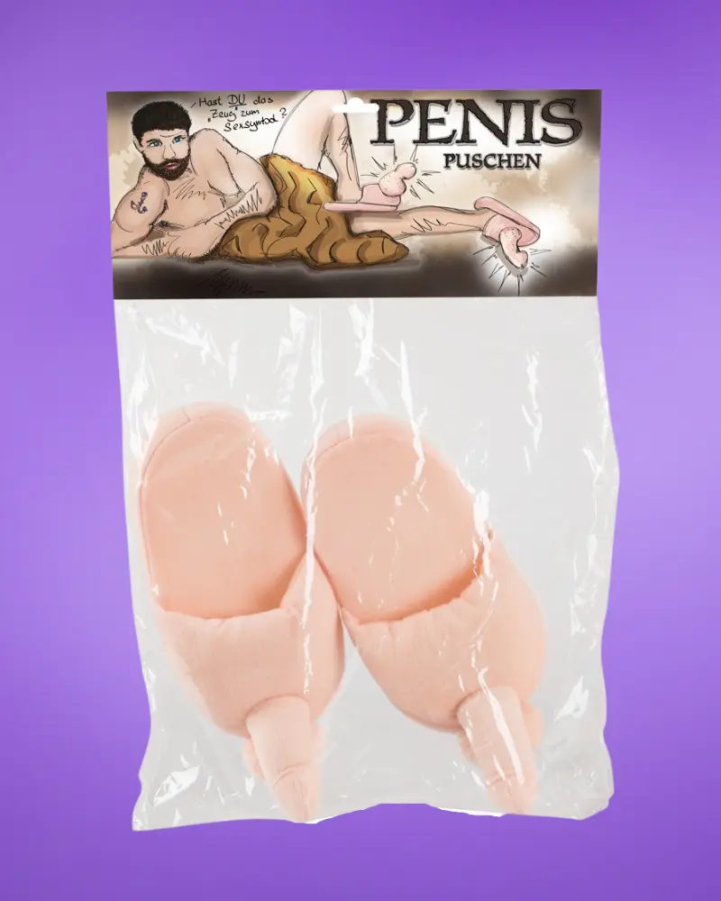 Plüss papucs natúr - péniszformájú