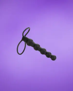 Beaded Dual Penetrator - Análgyöngy herepánttal (fekete)