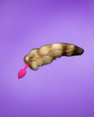 Jewellery Silic Striped Tail - Pink szilikon análdugó rókafarokkal S