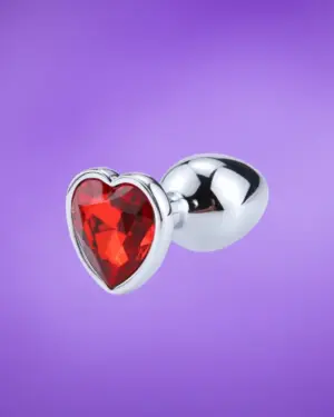 Afterdark - Metál análdugó piros szív kővel S