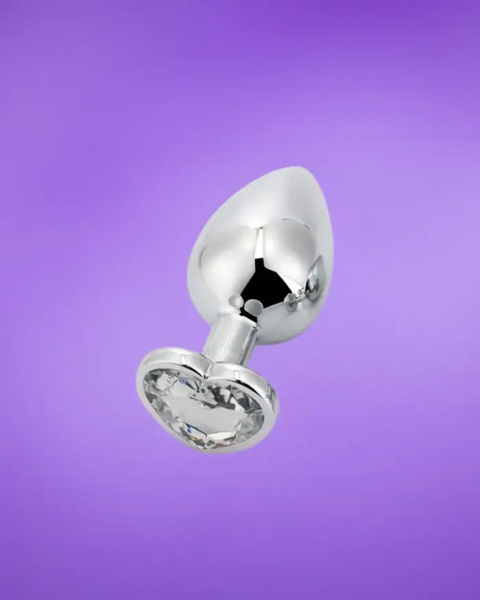 Afterdark - Análdugó szív alakú gyémánt dísszel (ezüst) L