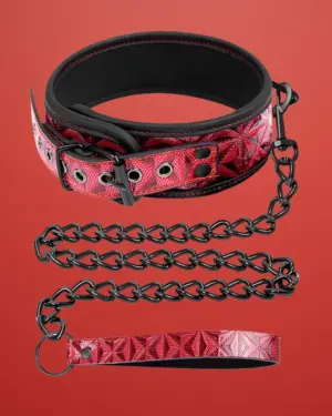 Diamond Line - Nyakörv lánccal, gyémánt mintázattal (piros)