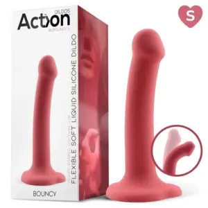 Action Bouncy 6,5" - Szilikon dildó (bordó) S - Image 5