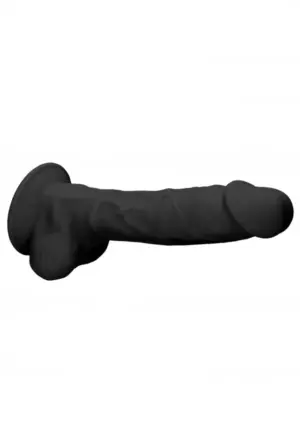 Realrock Silicone 7'' - Dildó herékkel (fekete) - 18cm - Image 4