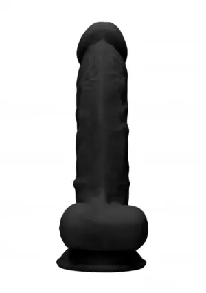 Realrock Silicone 7'' - Dildó herékkel (fekete) - 18cm - Image 3