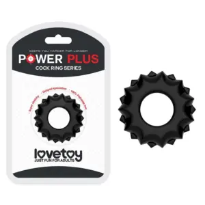 Lovetoy - Power Plus Cockring 1 - Bordázott péniszgyűrű (fekete) - Image 4
