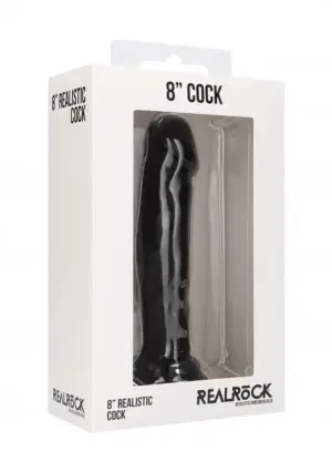 Realrock 8" - Letapasztható dildó (fekete) - 20,3cm - Image 3