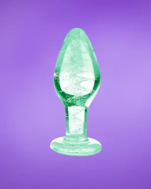 Booty Sparks Glow in the Dark - Üveg anál dildó (áttetsző) - közepes