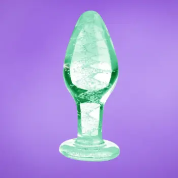 Booty Sparks Glow in the Dark - Üveg anál dildó (áttetsző) - közepes