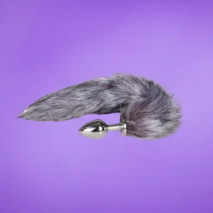 Easytoys Fox NO.6 - Fém anál dildó rókafarokkal (ezüst-ezüst)