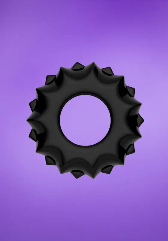 Lovetoy - Power Plus Cockring 1 - Bordázott péniszgyűrű (fekete)