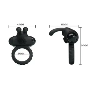 Pretty Love Eudora - Vibrációs,nyuszis péniszgyűrű (fekete) - Image 3