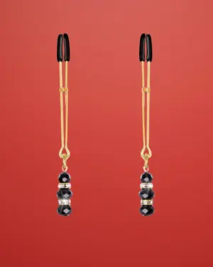 Fetish Addict - Csillogó mellbimbó csipesz (arany-fekete)