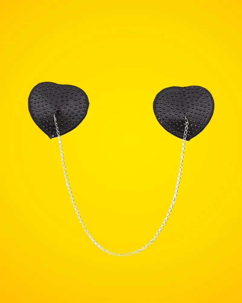 Fetish Addict - Mellbimbótakaró lánccal (fekete)