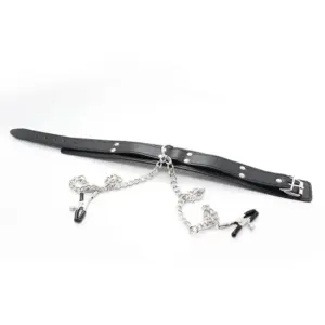 Fetish Addict - Nyakörv mellbimbó csiptetővel (fekete) - Image 4