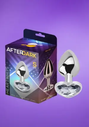 Afterdark - Ezüst análdugó fehér szív kővel S