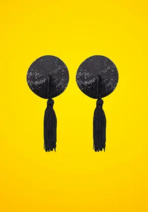 Fetish Addict - Csillogó mellbimbódísz (fekete)