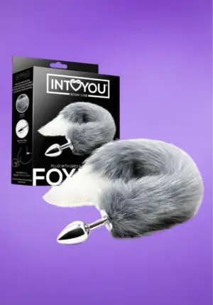 Intoyou - Fém anál dildó rókafarokkal (ezüst-ezüst)
