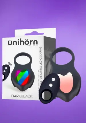 Ünihörn Darkblack - Akkus távirányítós péniszgyűrű (fekete)