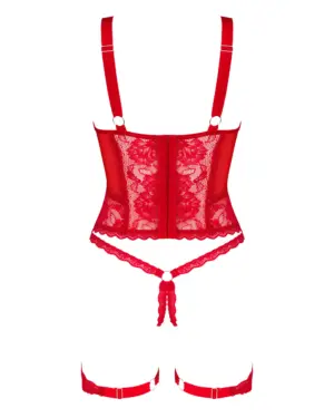 Obsessive Belovya - Csipkés fűző és tanga (piros) - Image 6