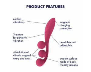 Satisfyer Tri Ball 1 - Akkus, multifunkciós vibrátor (piros) - Image 5