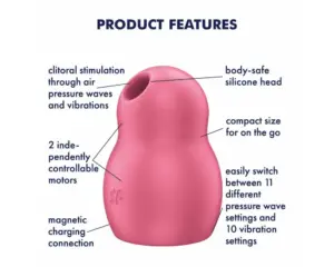 Satisfyer Pro To Go 1 - Akkus, léghullámos csiklóizgató vibrátor (pink) - Image 5