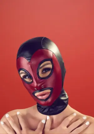 Bad Kitty - Fekete fejmaszk piros szegéllyel