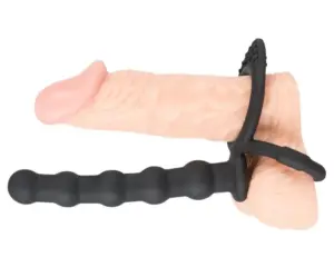 Black Velvet - Here- és péniszgyűrű análdildóval (fekete) - Image 5