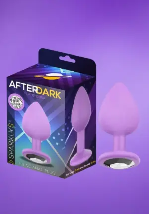 Afterdark - Lila szilikonos análdugó ezüst kővel S