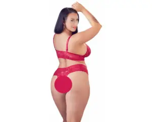 Cottelli Plus Size - Puha csipke melltartó szett (piros) XL - Image 4