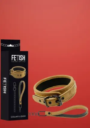 Fetish Submissive - Nyakörv pórázzal (barna)