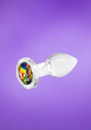 Crystal Desires - Üveg análdugó multicolor kör kővel